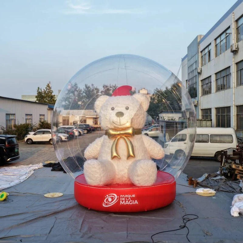 Inflatable Snow Globe With Christmas Teddy Bear