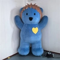Inflatable Plush Blue Bear With Yellow Heart
