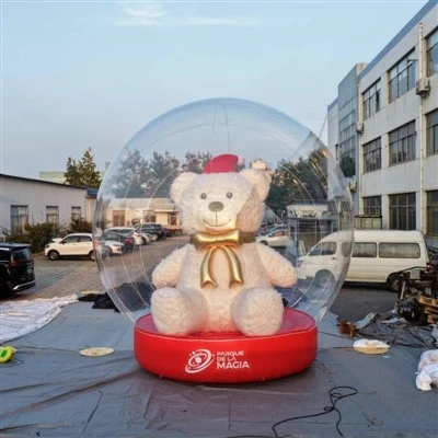 Inflatable Snow Globe With Christmas Teddy Bear